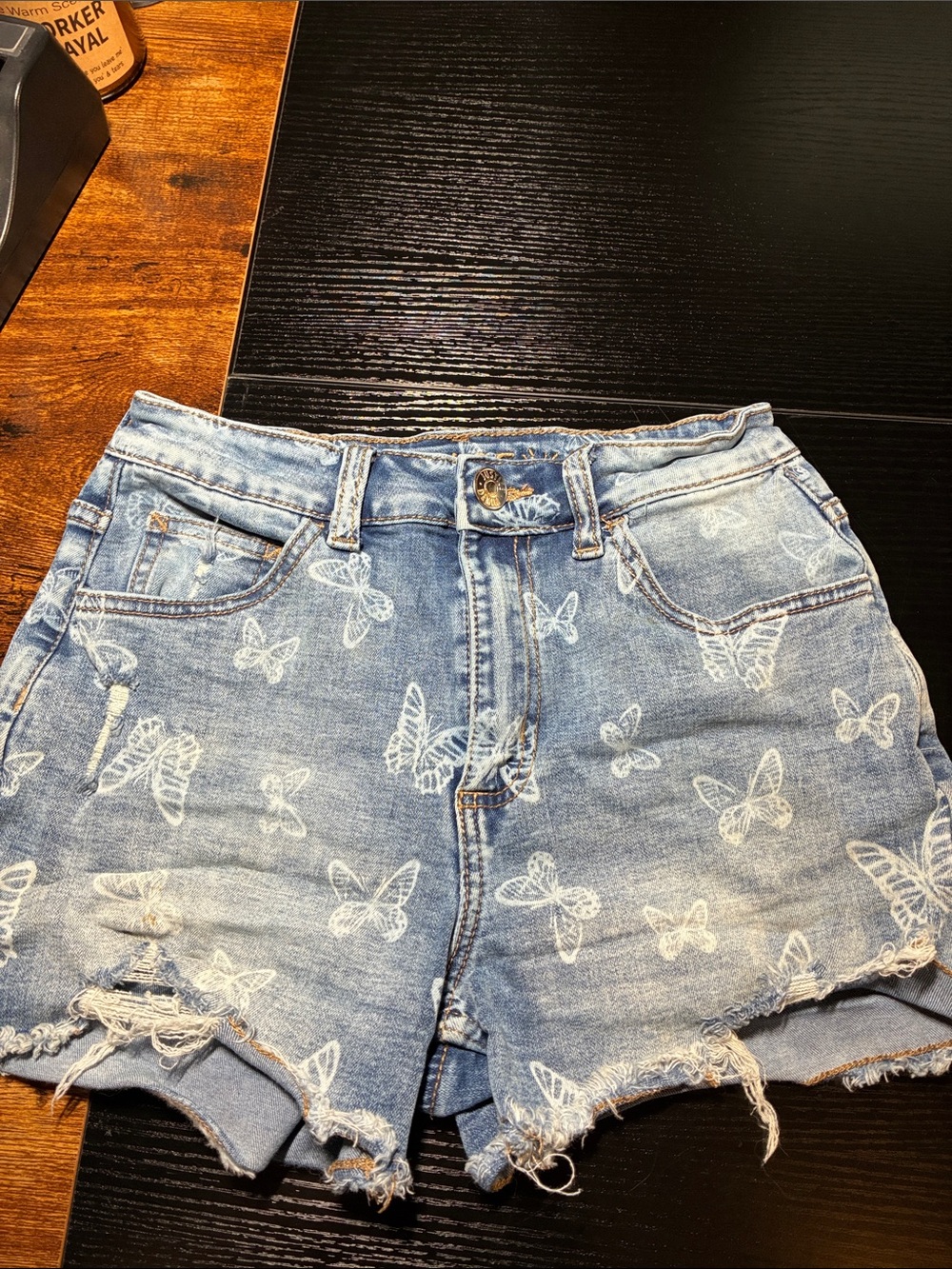 Justice Light Blue Butterfly Denim Shorts